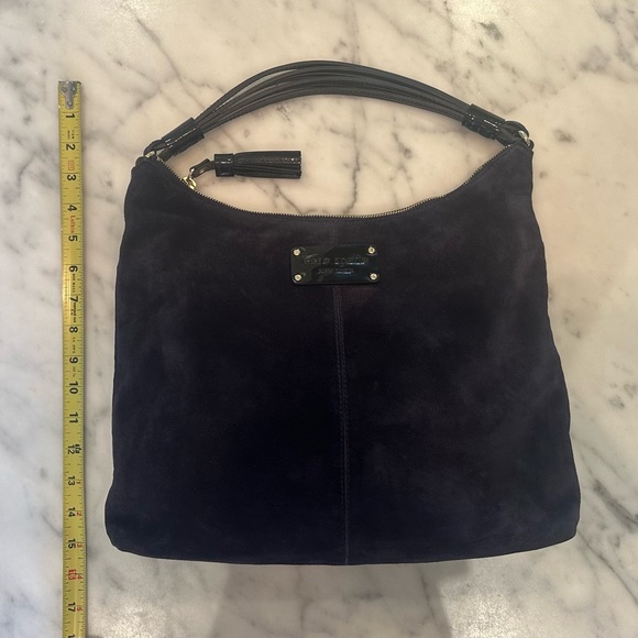 Kate Spade New York Suede Handbag - navy blue suede with patent leather - Picture 13 of 14